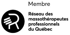 Logo officiel du réseau des massothérapeutes du Québec en noir et blanc
